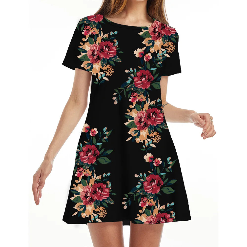 Women’s Casual Vintage Print Mini Dress