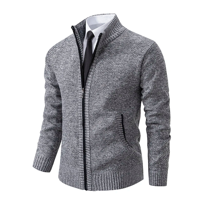 Men’s Autumn Winter Stand Collar Zipper Sweater