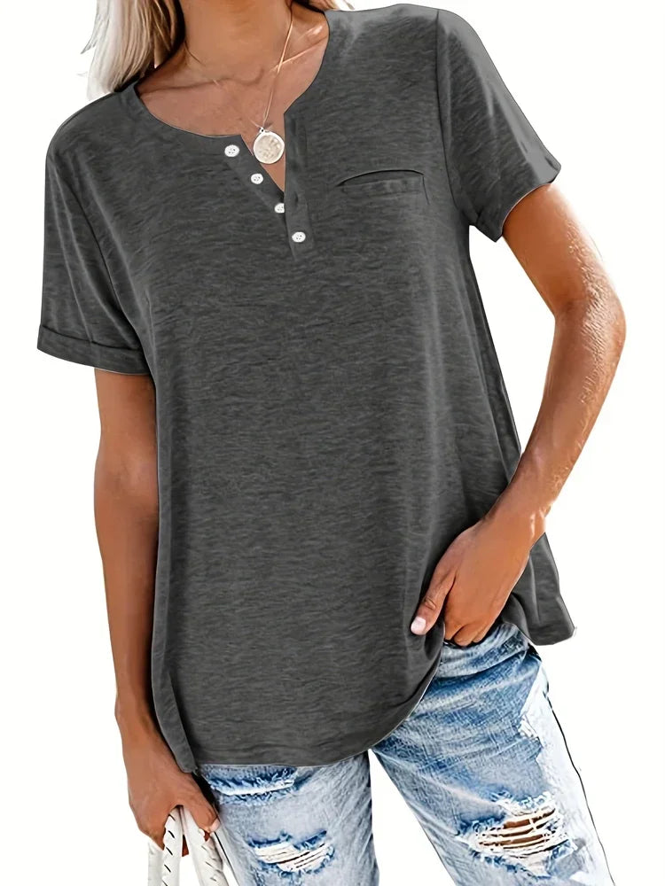 Women’s Plus-Size Loose V-Neck T-Shirt