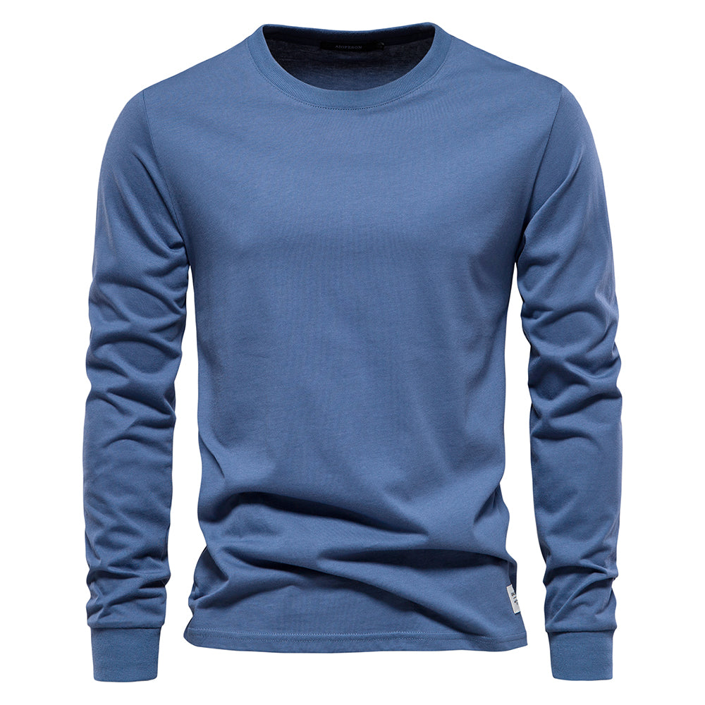 Men’s Solid Cotton Long-Sleeve T-Shirt