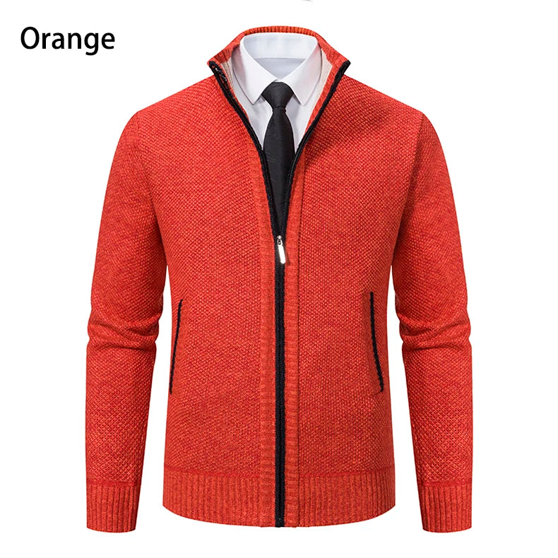 Men’s Autumn Winter Stand Collar Zipper Sweater