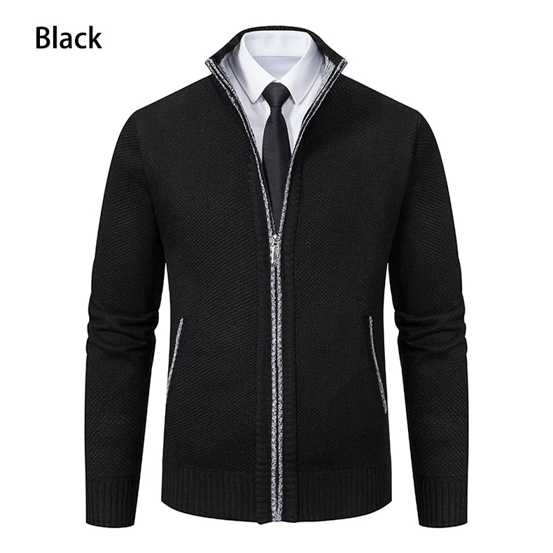 Men’s Autumn Winter Stand Collar Zipper Sweater