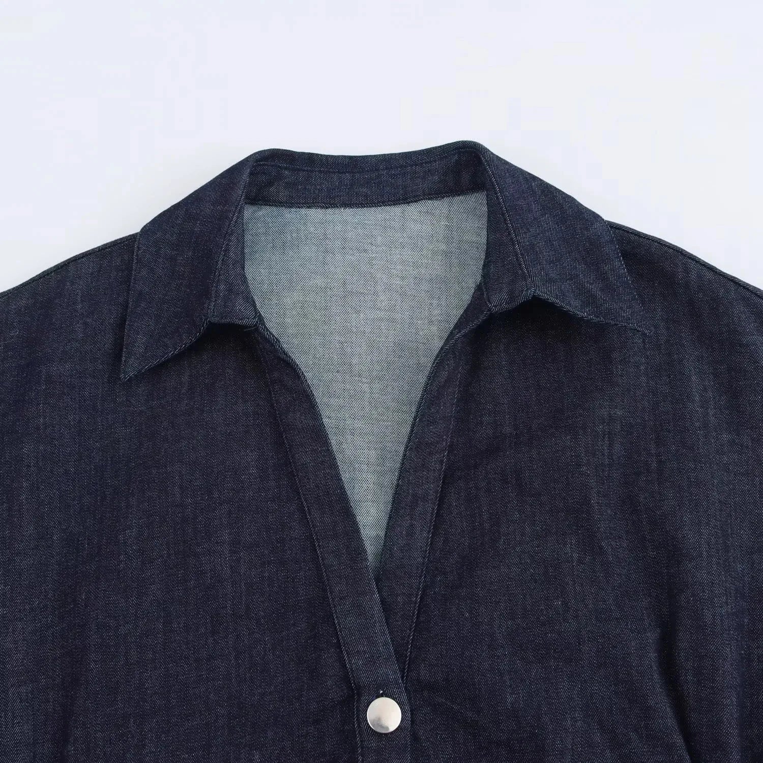 Women’s 2025 Denim Ruched Midi Dress