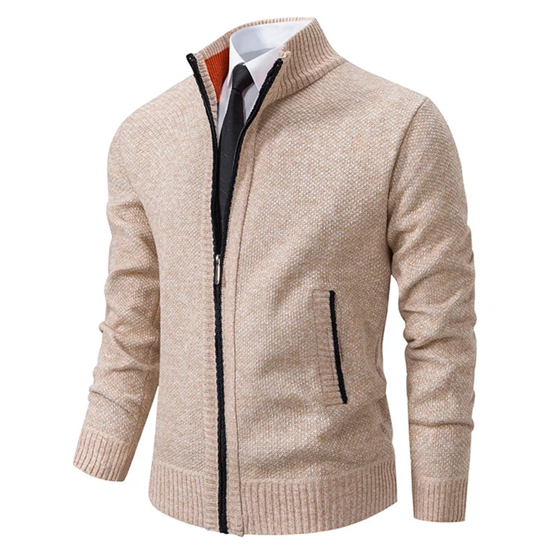 Men’s Autumn Winter Stand Collar Zipper Sweater