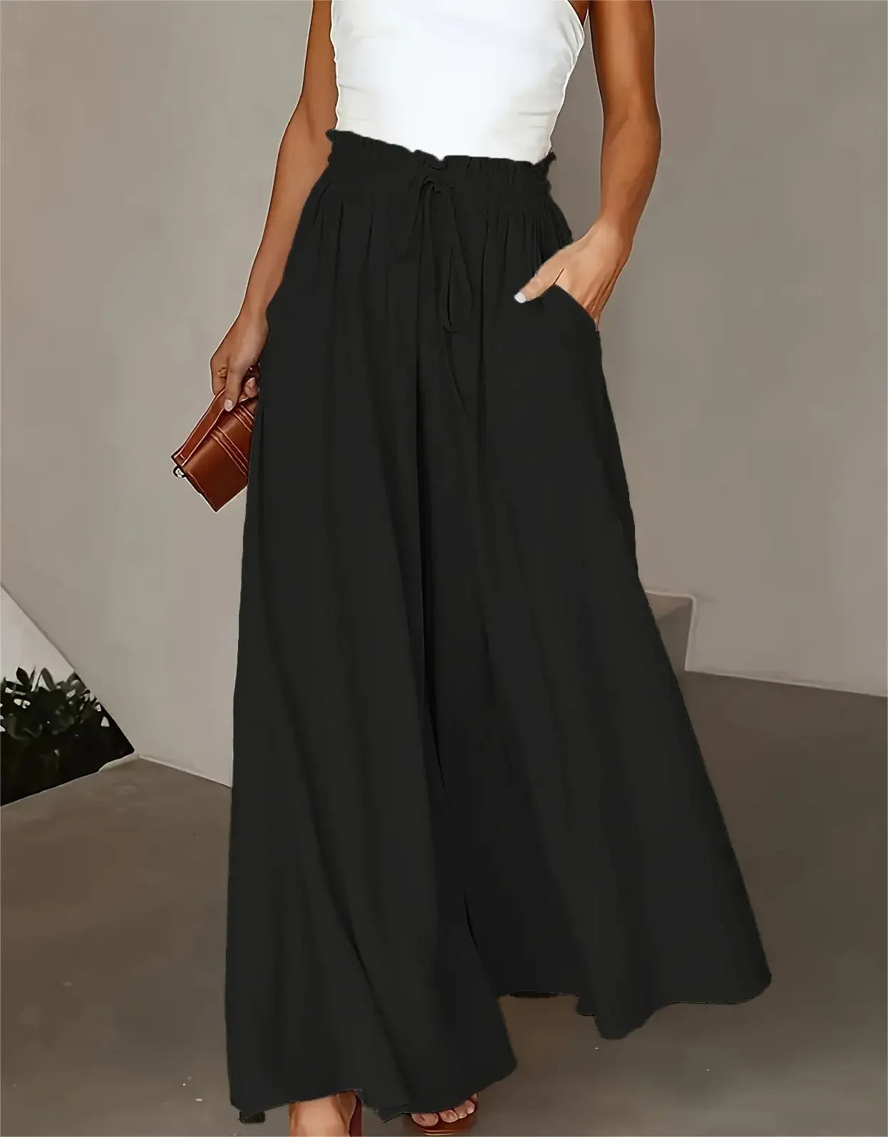 Plus-Size Wide Leg Drawstring Pants