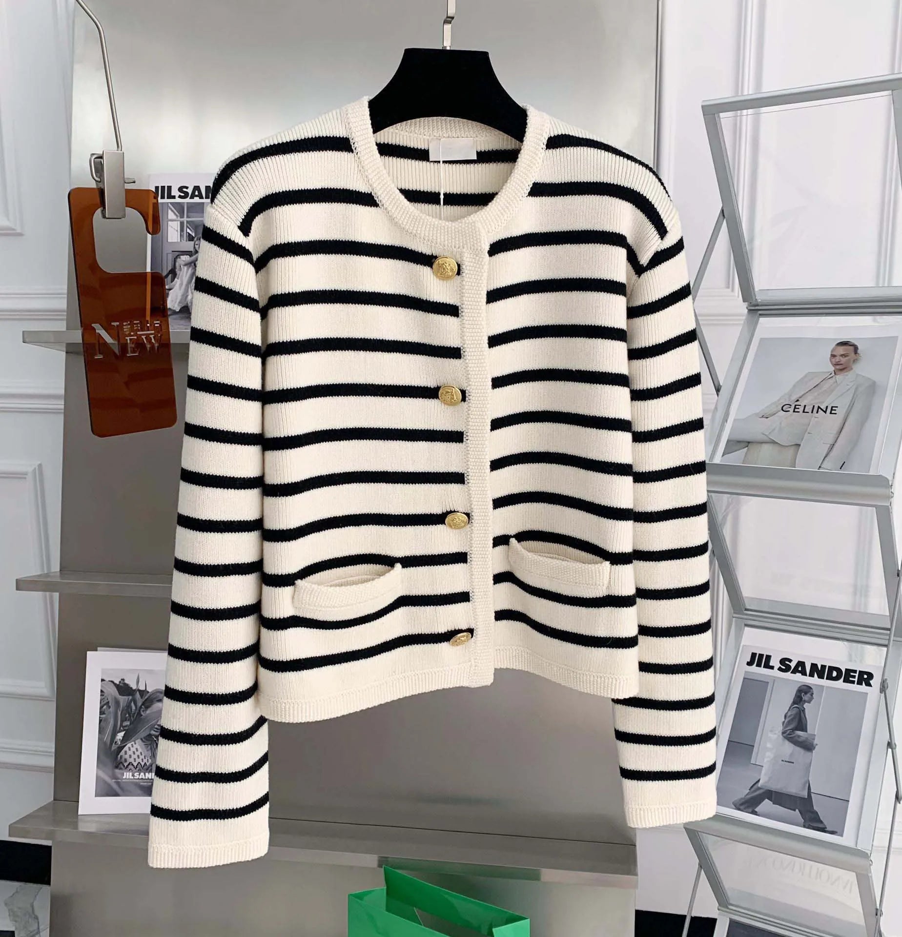 Women’s Striped Knit Crop Cardigan