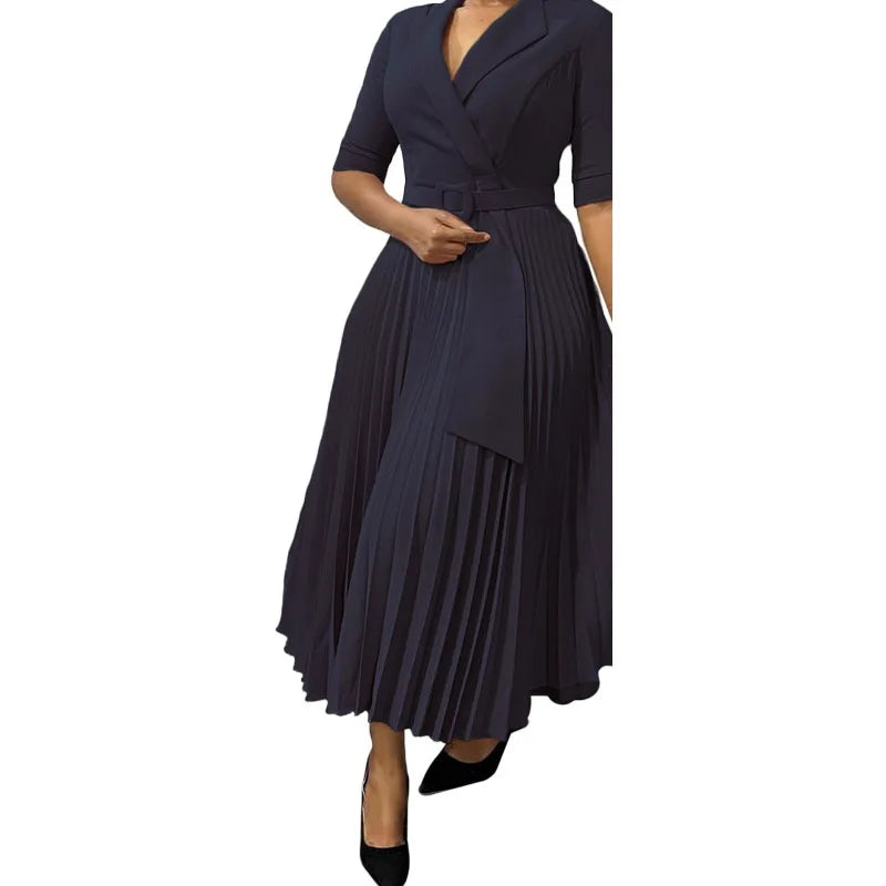 Elegant Pleated Office Dress for Women