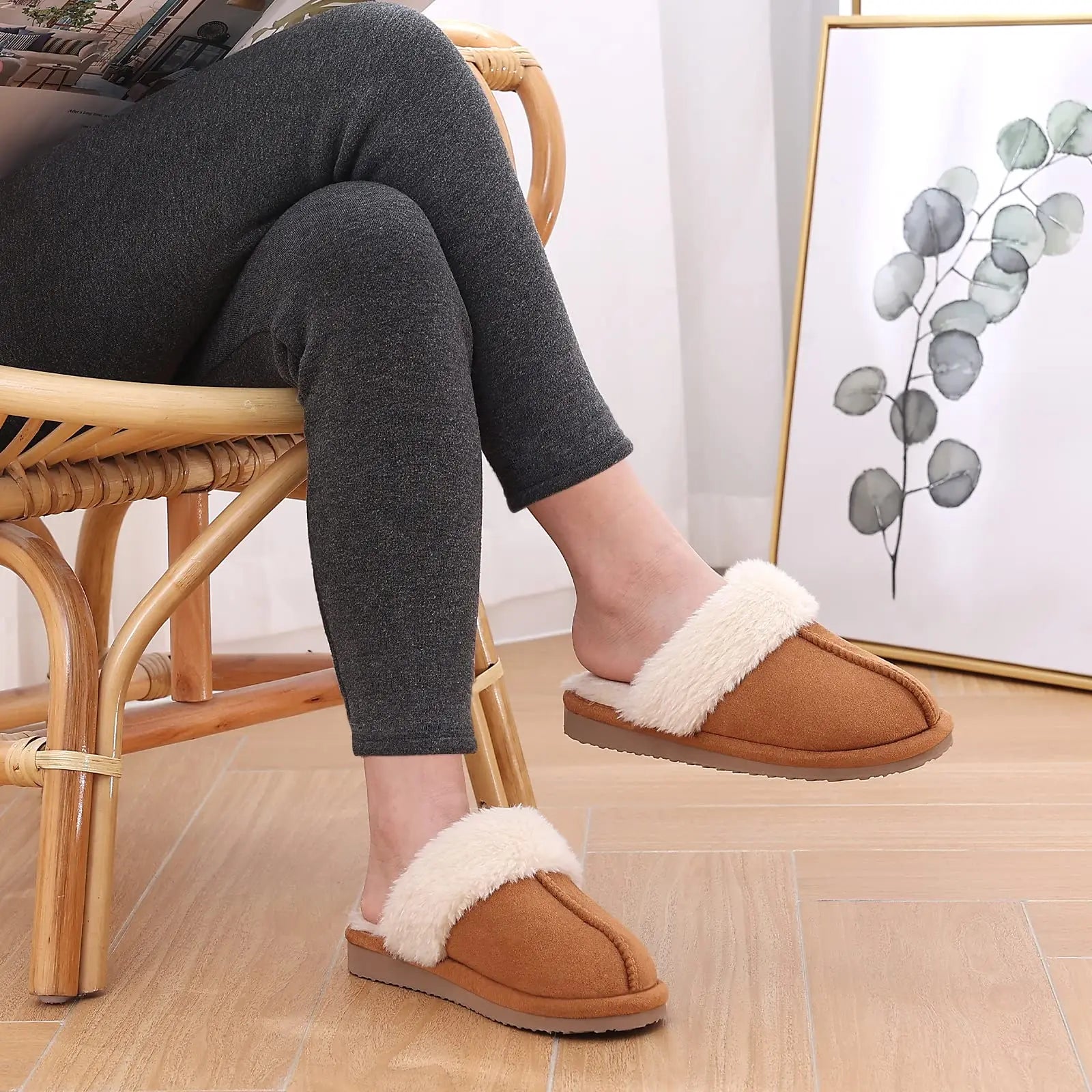 Women's Winter Fuzzy Fluffy Slippers – Soft Indoor & Outdoor Flats