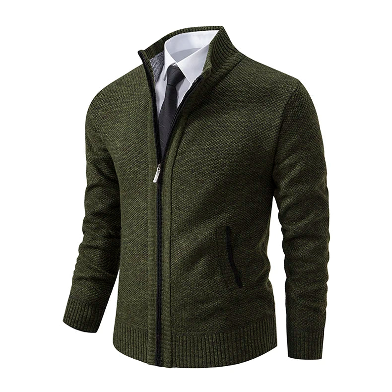 Men’s Autumn Winter Stand Collar Zipper Sweater