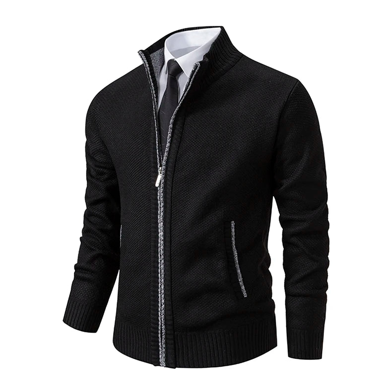 Men’s Autumn Winter Stand Collar Zipper Sweater