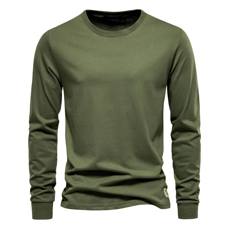 Men’s Solid Cotton Long-Sleeve T-Shirt