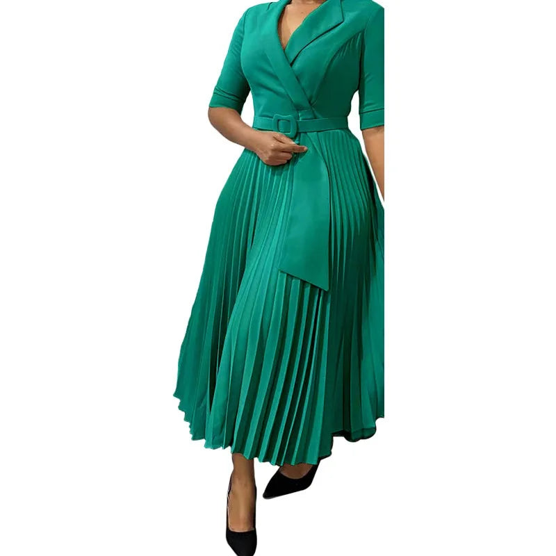 Elegant Pleated Office Dress for Women