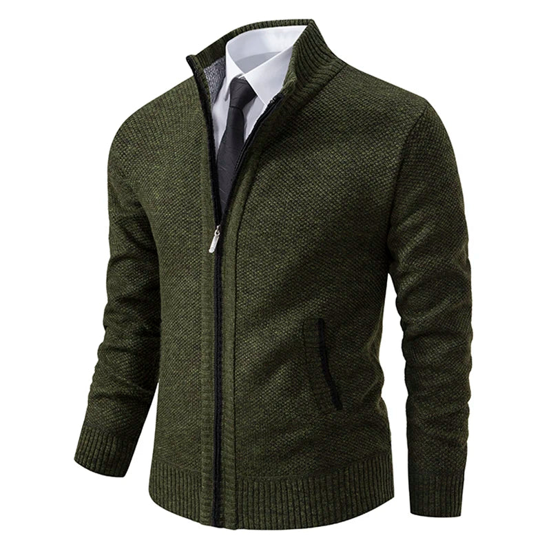 Men’s Autumn Winter Stand Collar Zipper Sweater