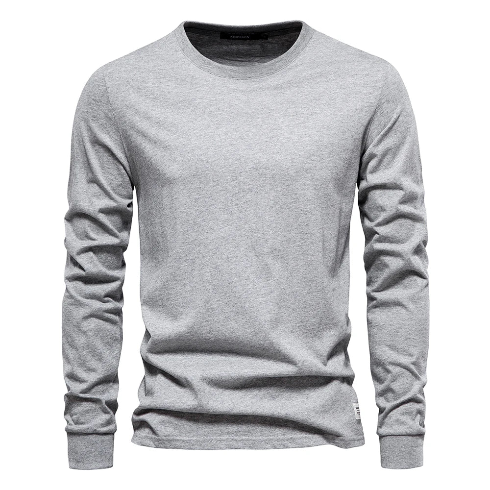 Men’s Solid Cotton Long-Sleeve T-Shirt