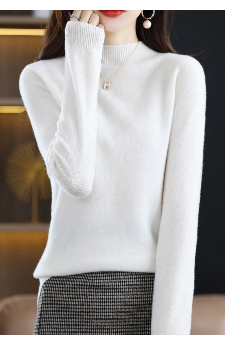 Women’s 100% Wool Half-Neck Pullover