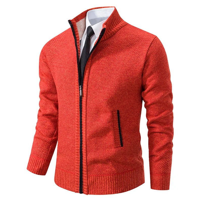Men’s Autumn Winter Stand Collar Zipper Sweater