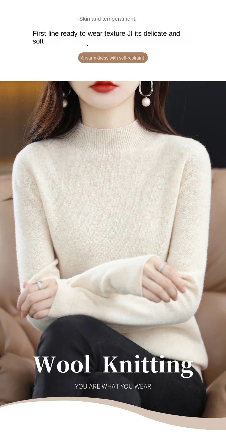 Women’s 100% Wool Half-Neck Pullover