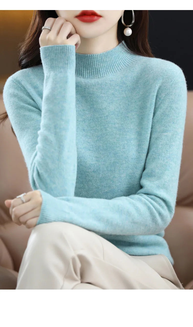 Women’s 100% Wool Half-Neck Pullover