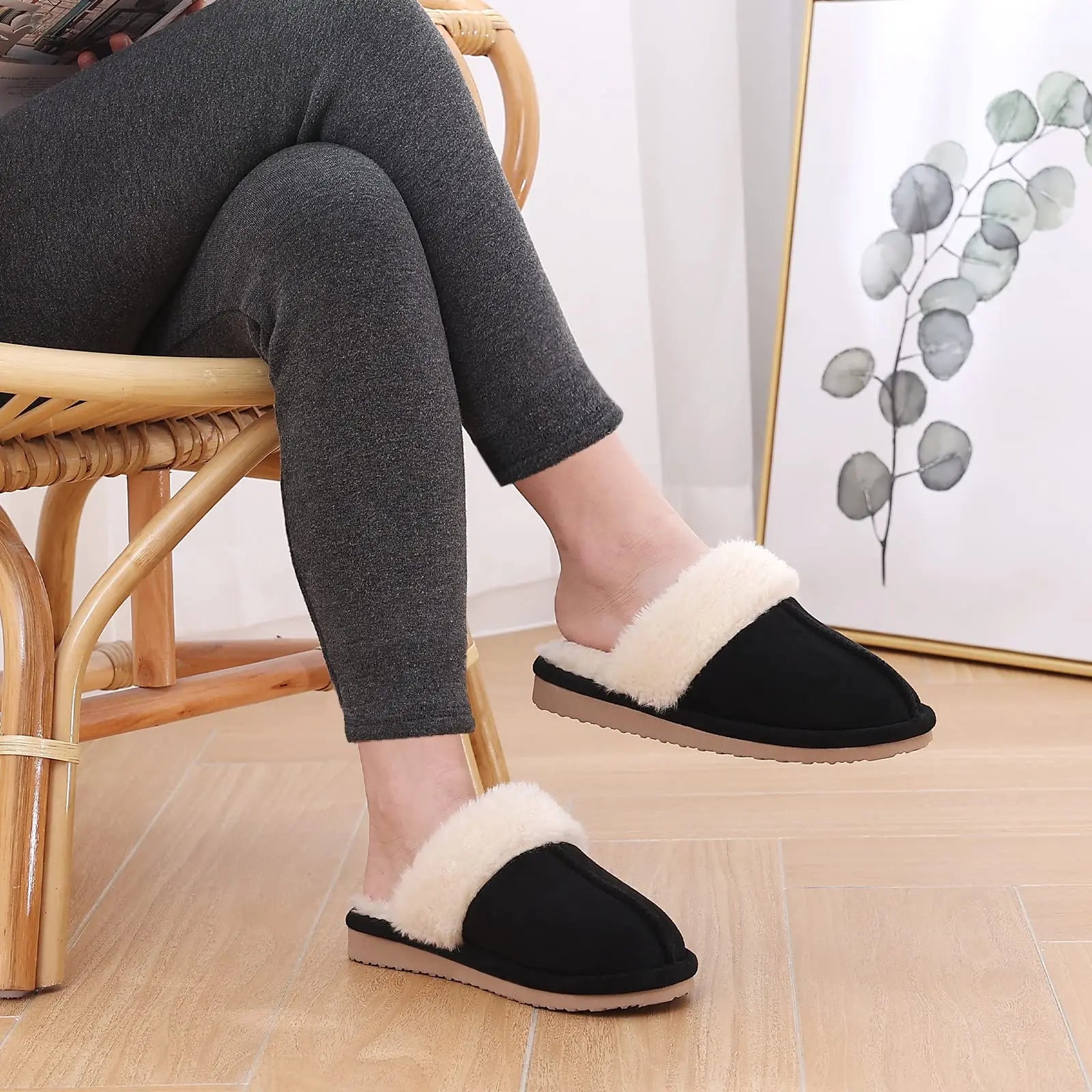 Women's Winter Fuzzy Fluffy Slippers – Soft Indoor & Outdoor Flats