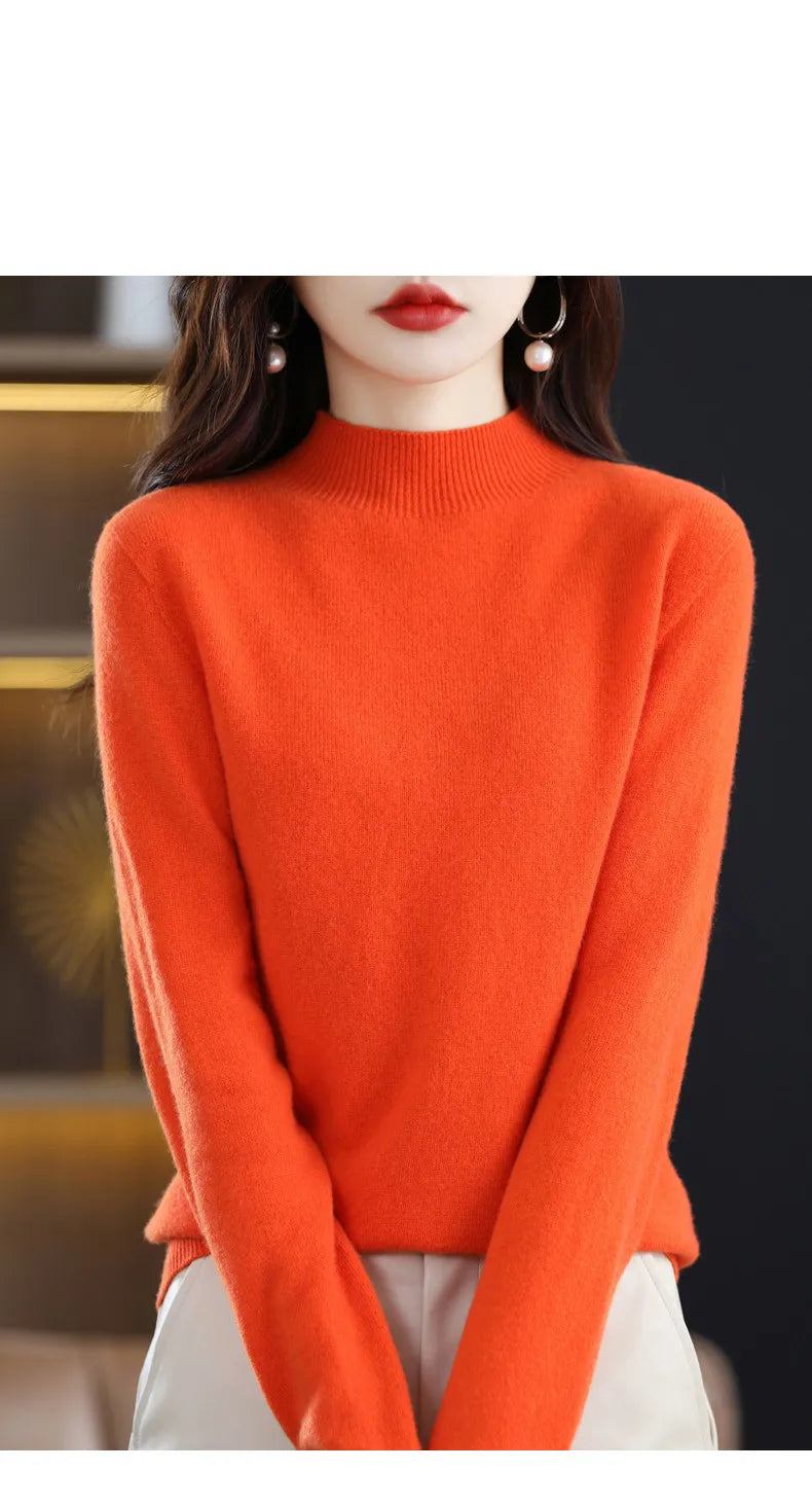 Women’s 100% Wool Half-Neck Pullover