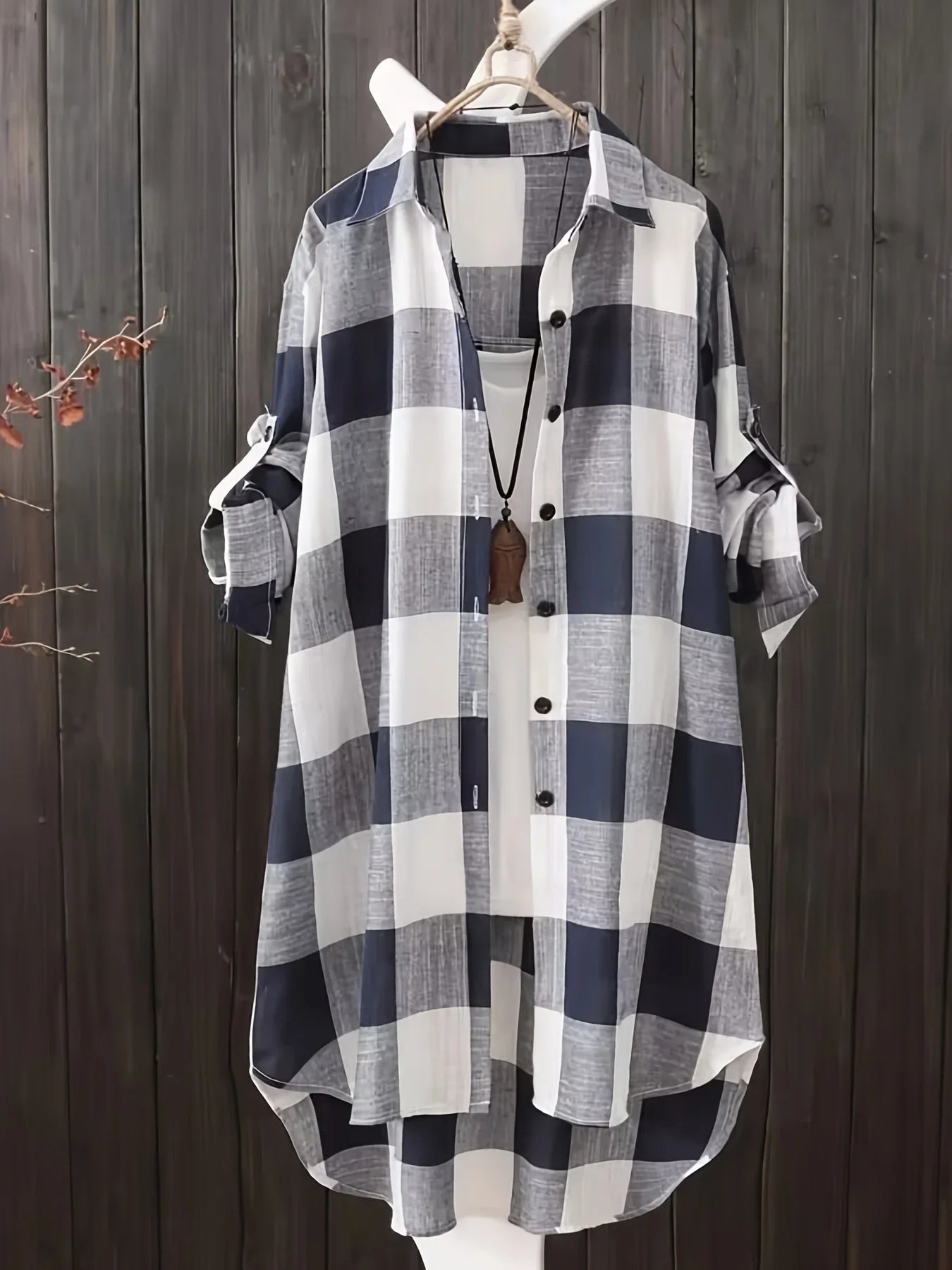 Plus Size Vintage Stripe Plaid Blouse