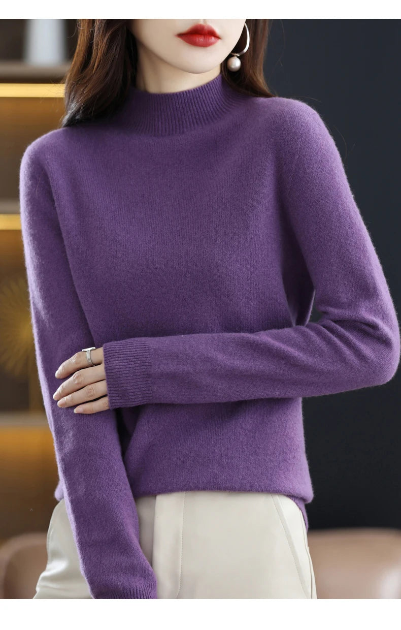 Women’s 100% Wool Half-Neck Pullover