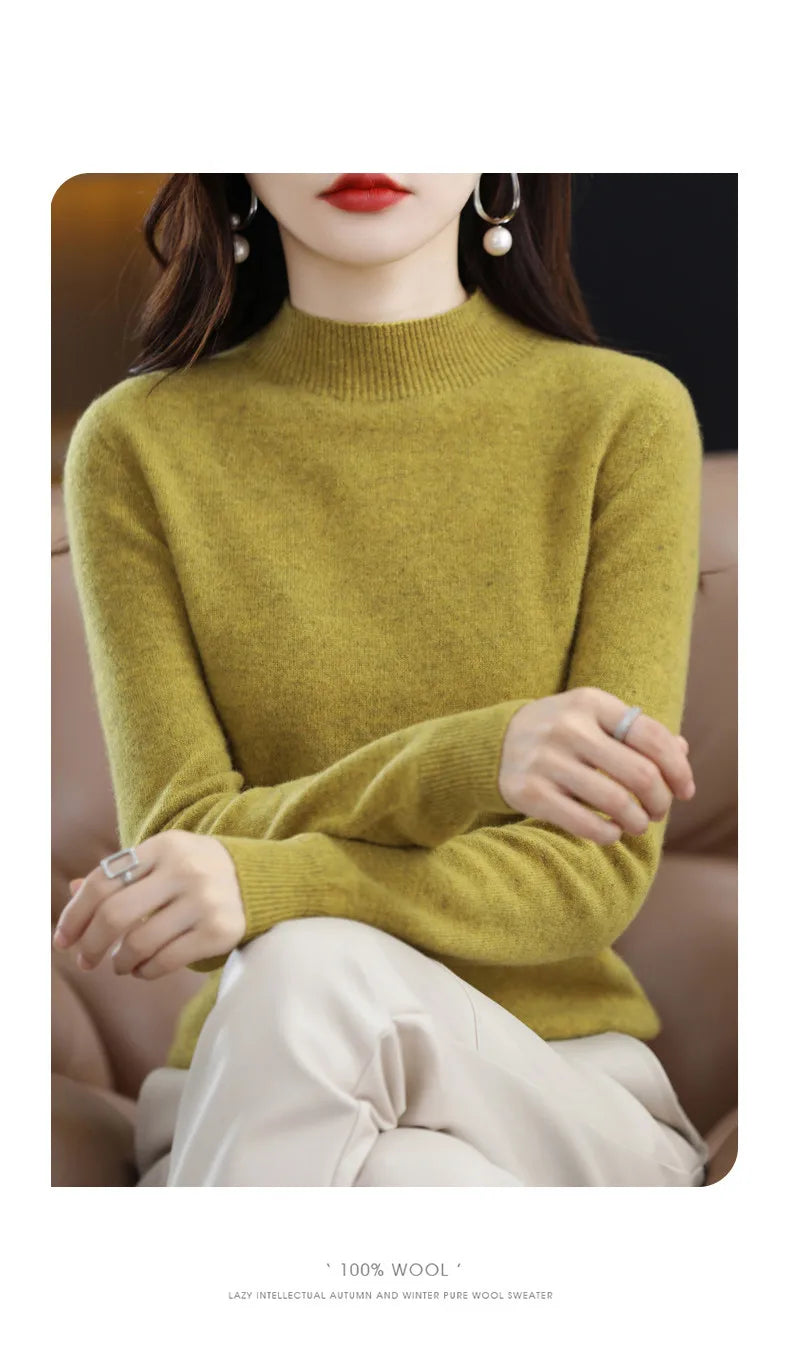 Women’s 100% Wool Half-Neck Pullover