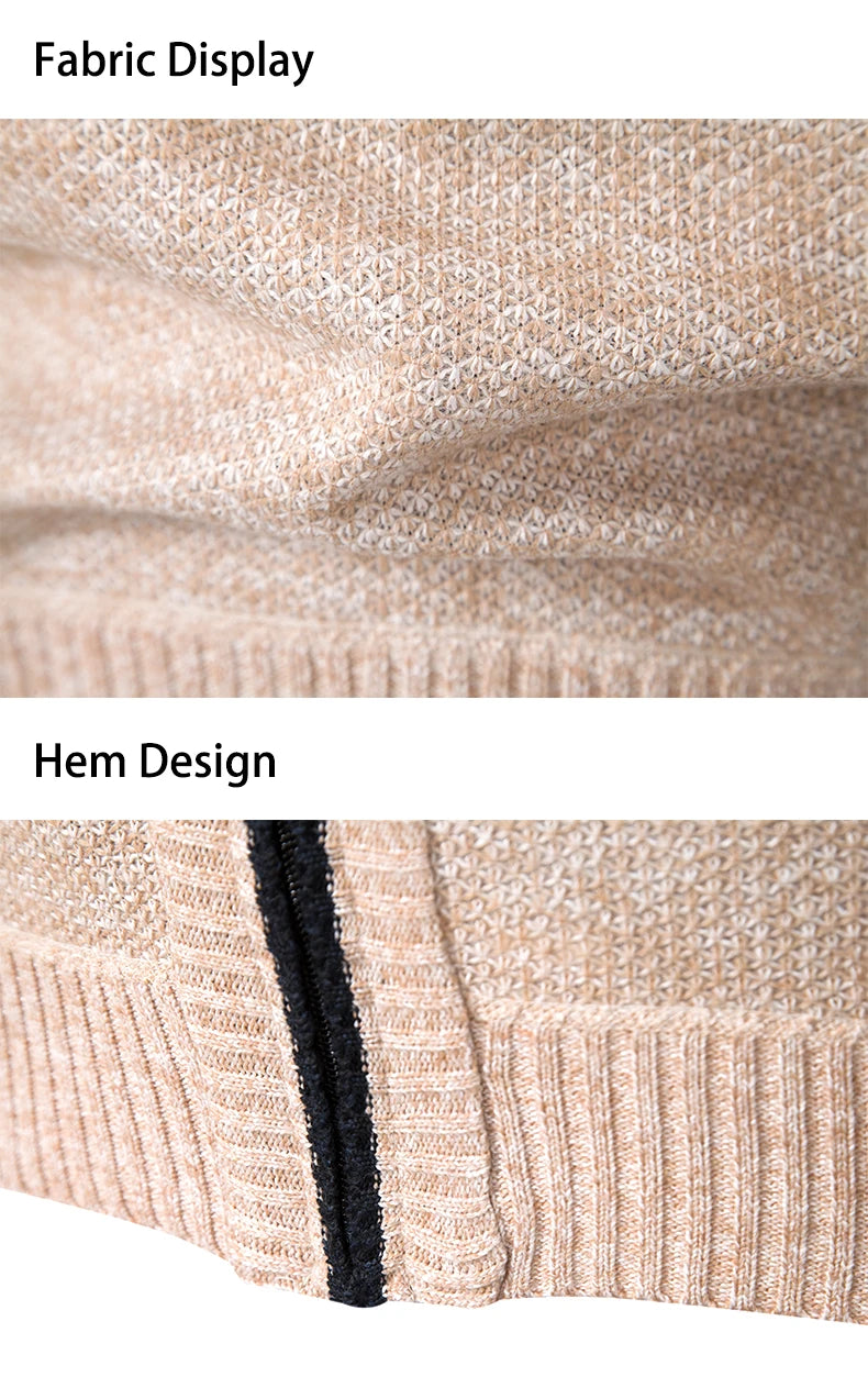 Men’s Autumn Winter Stand Collar Zipper Sweater