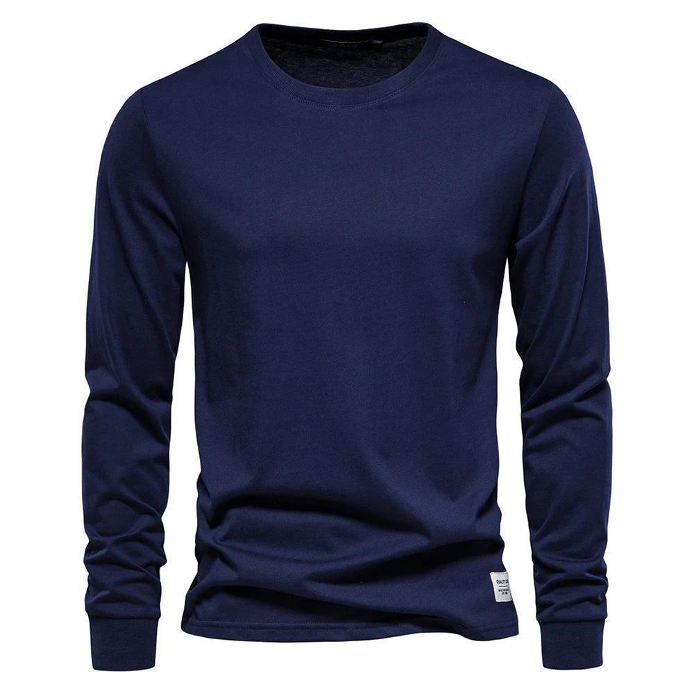 Men’s Solid Cotton Long-Sleeve T-Shirt