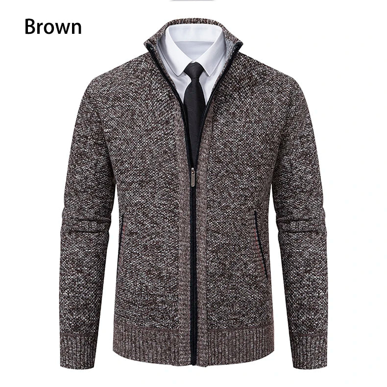 Men’s Autumn Winter Stand Collar Zipper Sweater