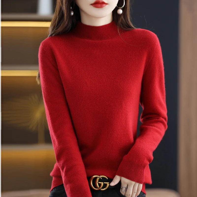 Women’s 100% Wool Half-Neck Pullover