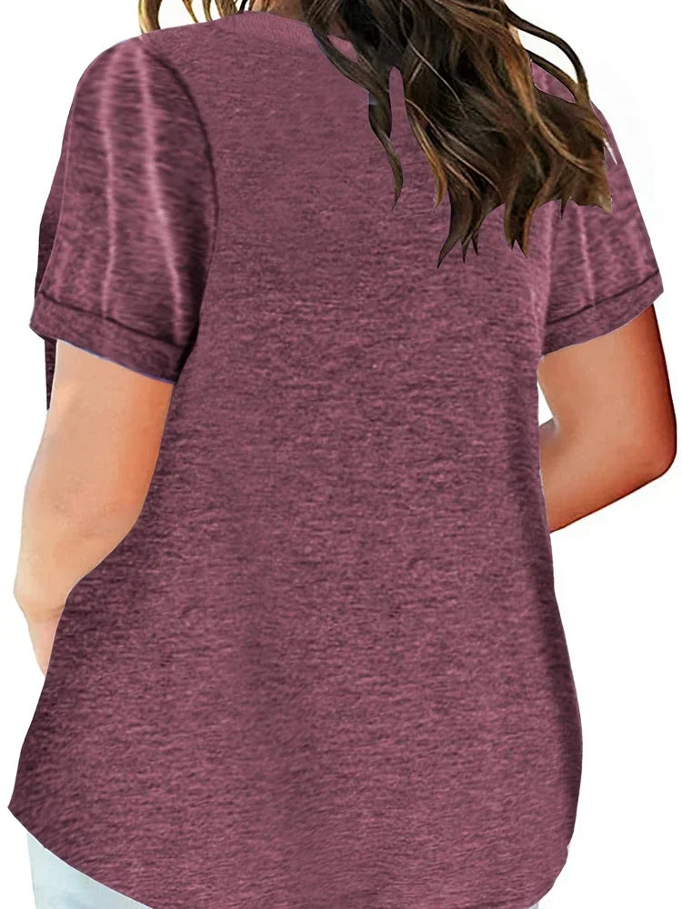 Women’s Plus-Size Loose V-Neck T-Shirt