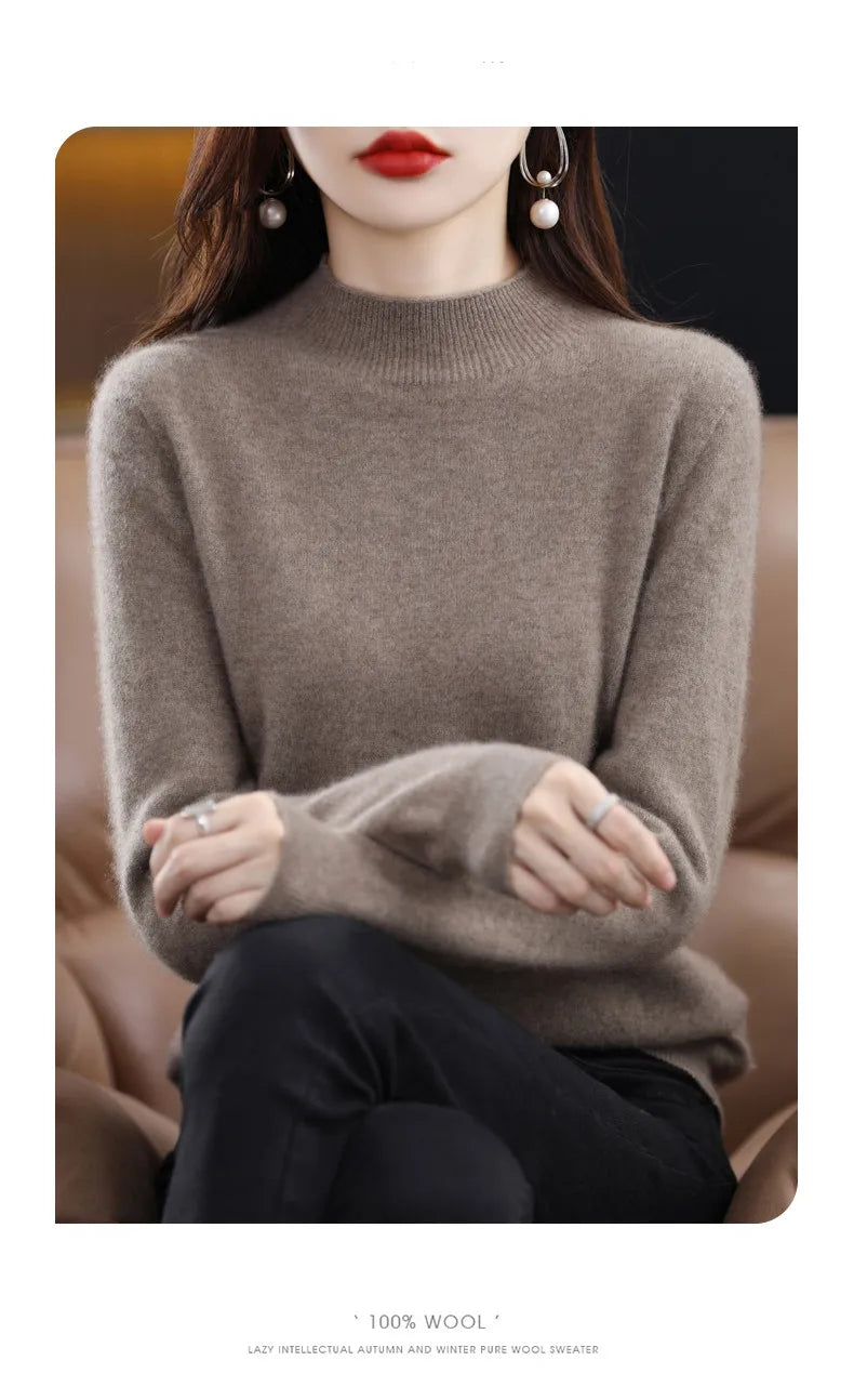 Women’s 100% Wool Half-Neck Pullover