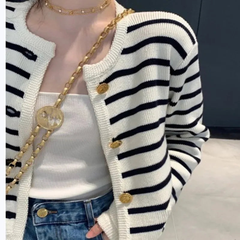Women’s Striped Knit Crop Cardigan