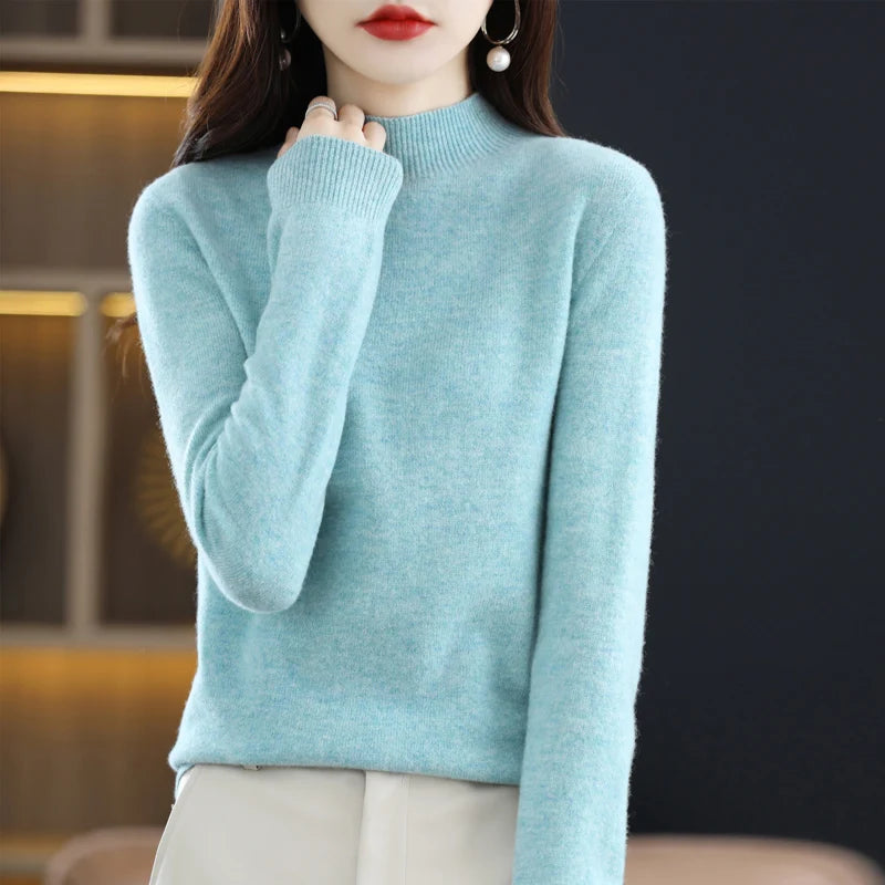 Women’s 100% Wool Half-Neck Pullover