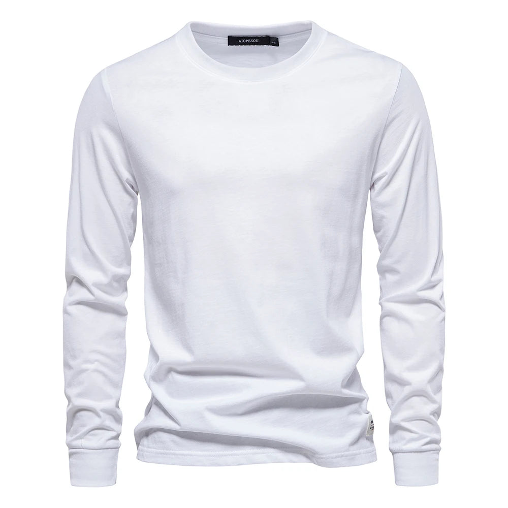 Men’s Solid Cotton Long-Sleeve T-Shirt