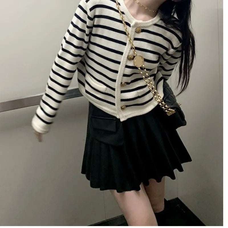 Women’s Striped Knit Crop Cardigan