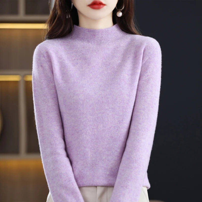 Women’s 100% Wool Half-Neck Pullover