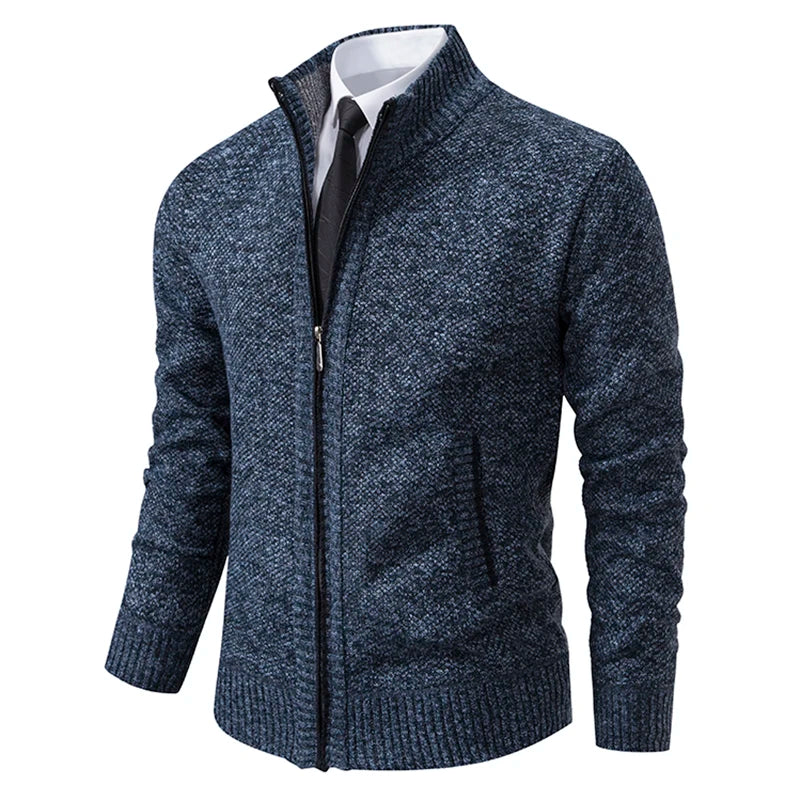 Men’s Autumn Winter Stand Collar Zipper Sweater