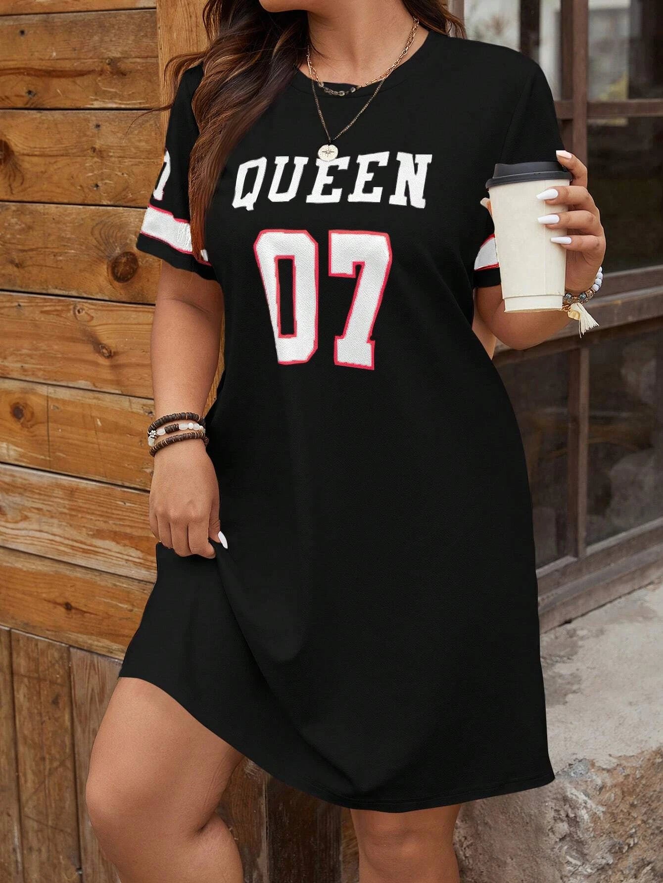 Plus-Size Music Festival Print Jersey Dress