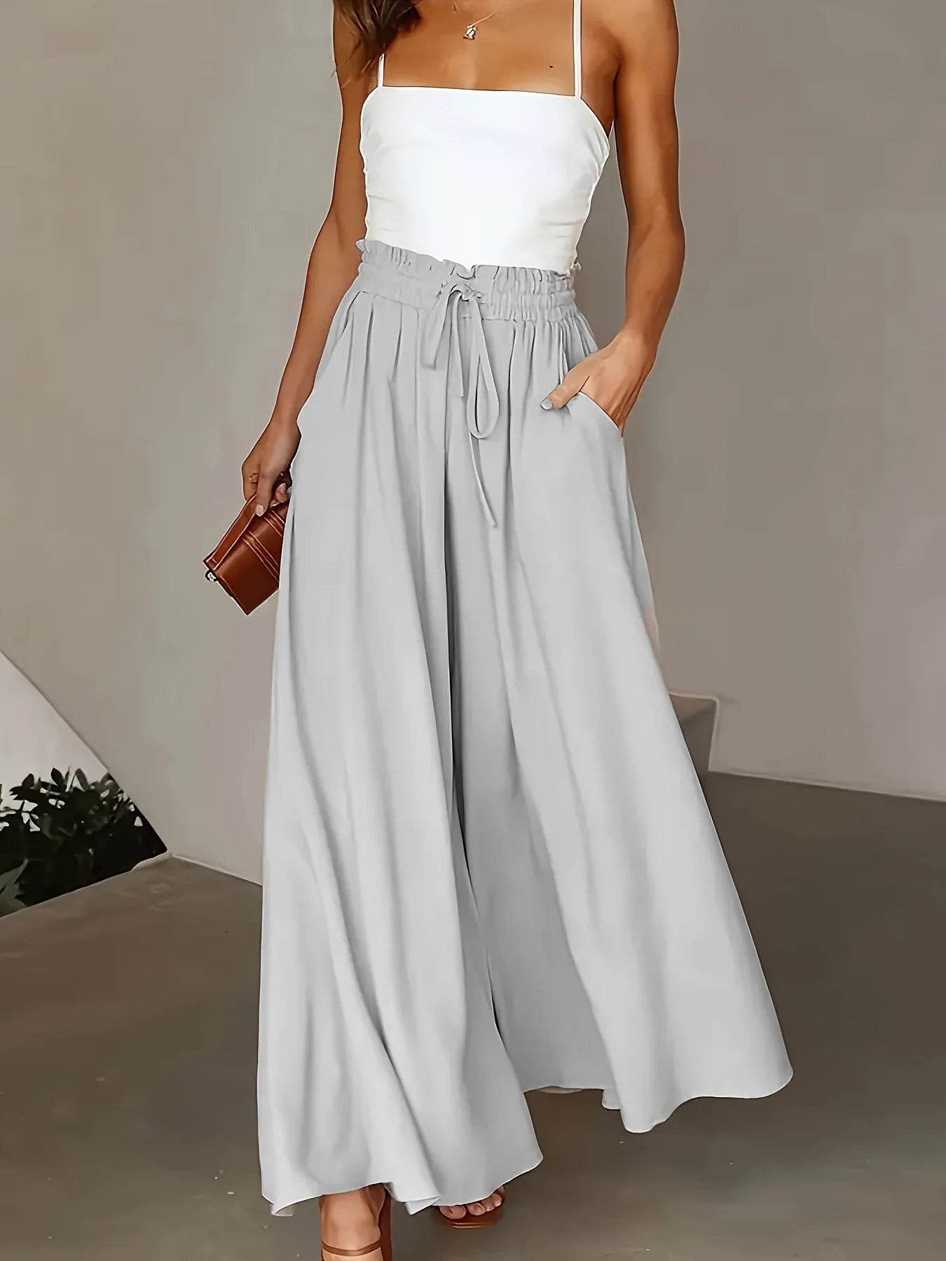 Plus-Size Wide Leg Drawstring Pants
