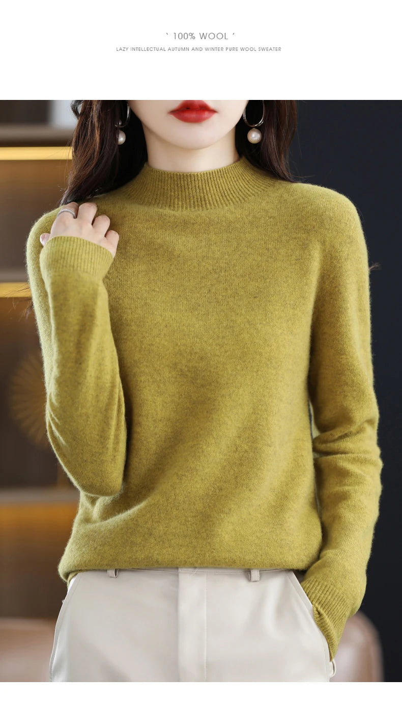 Women’s 100% Wool Half-Neck Pullover