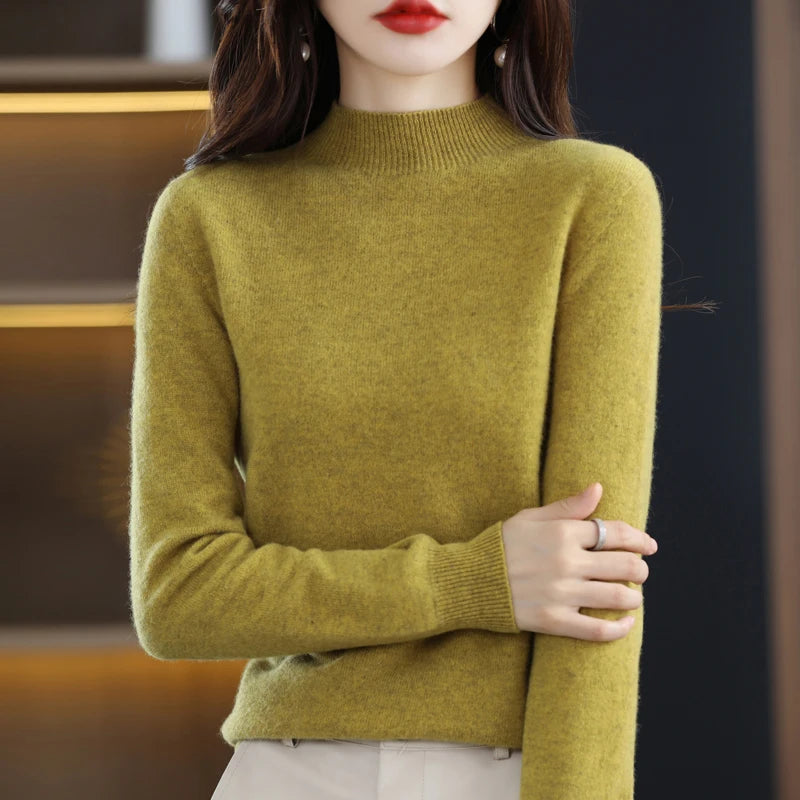 Women’s 100% Wool Half-Neck Pullover