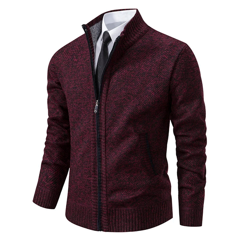 Men’s Autumn Winter Stand Collar Zipper Sweater