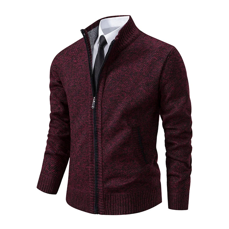 Men’s Autumn Winter Stand Collar Zipper Sweater