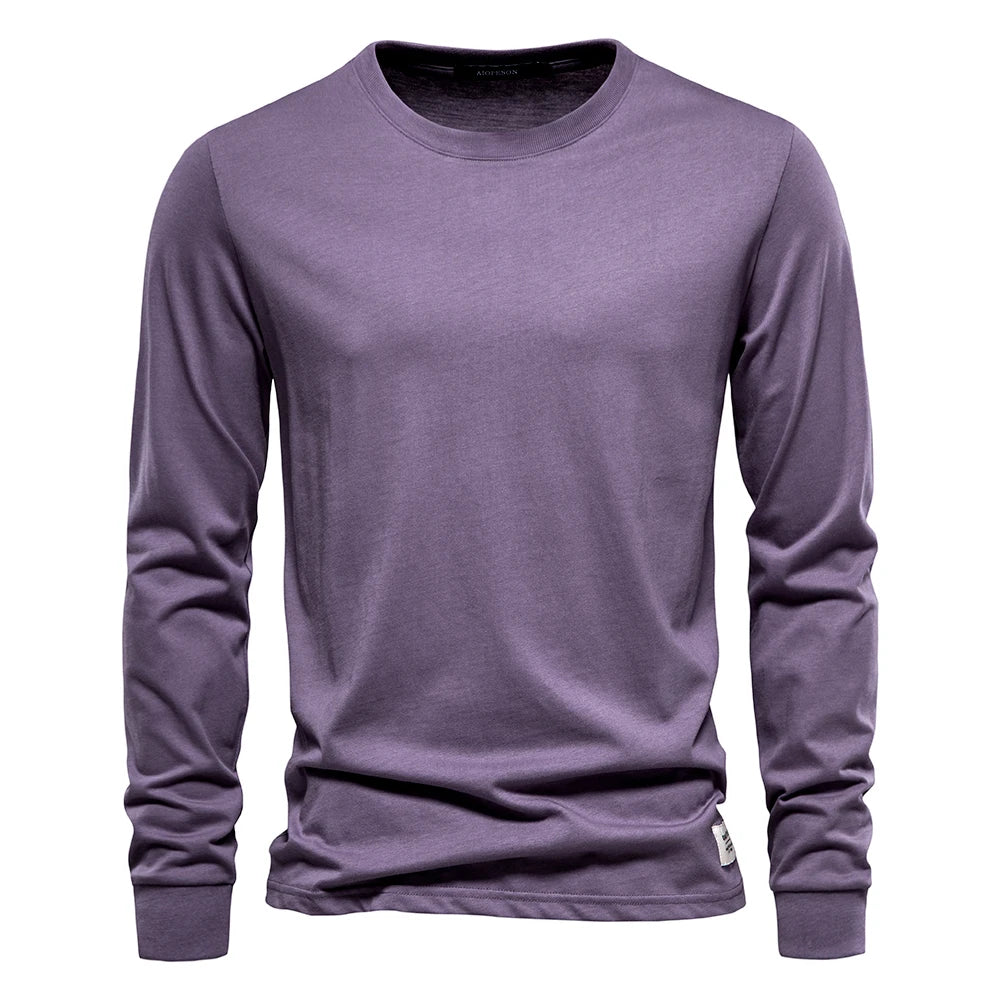 Men’s Solid Cotton Long-Sleeve T-Shirt