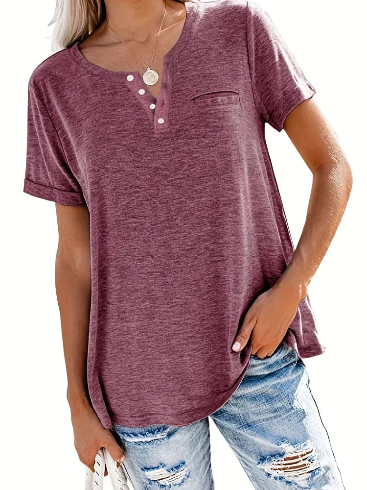 Women’s Plus-Size Loose V-Neck T-Shirt