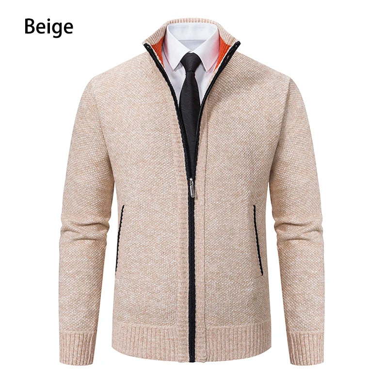 Men’s Autumn Winter Stand Collar Zipper Sweater