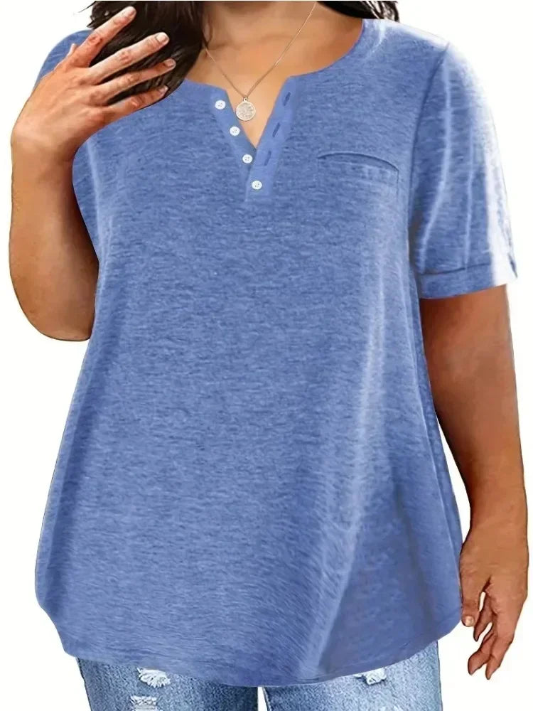 Women’s Plus-Size Loose V-Neck T-Shirt