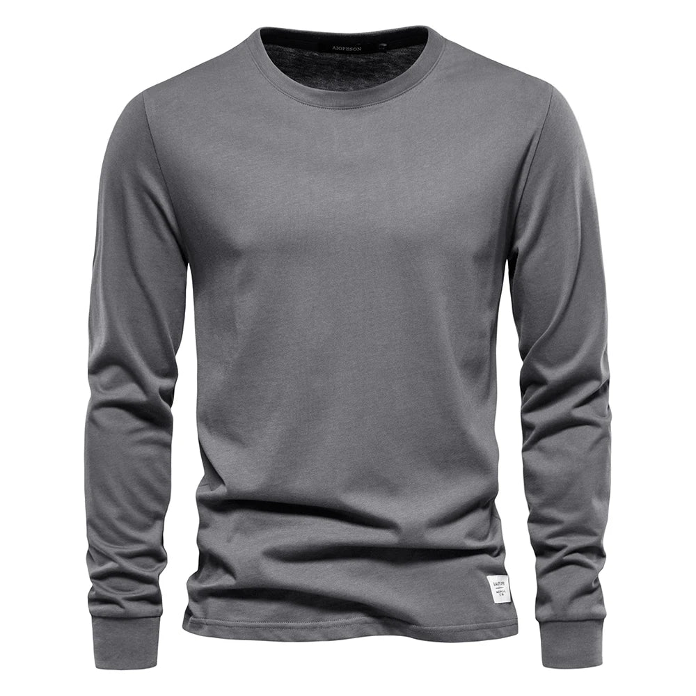 Men’s Solid Cotton Long-Sleeve T-Shirt